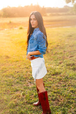 Load image into Gallery viewer, SHORT FRINGE SKIRT: LEATHER

